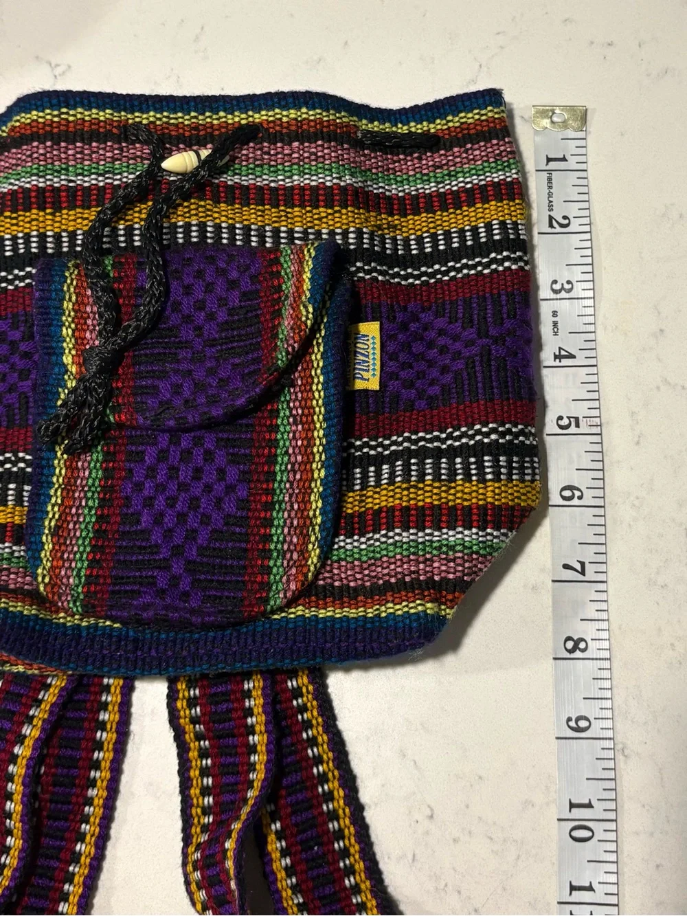 PINZON Mexican Purple Backpack with Multicolor Stripes